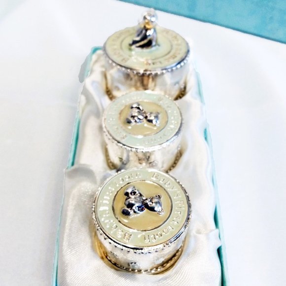 Elegance-Baby Name Tag, First Curl, First Tooth Set-3 Piece Silver Tone Set - Picture 4 of 13